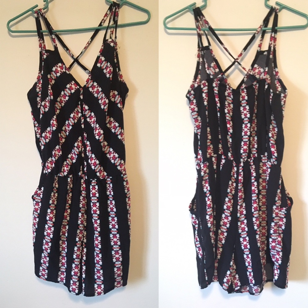 Striped black romper